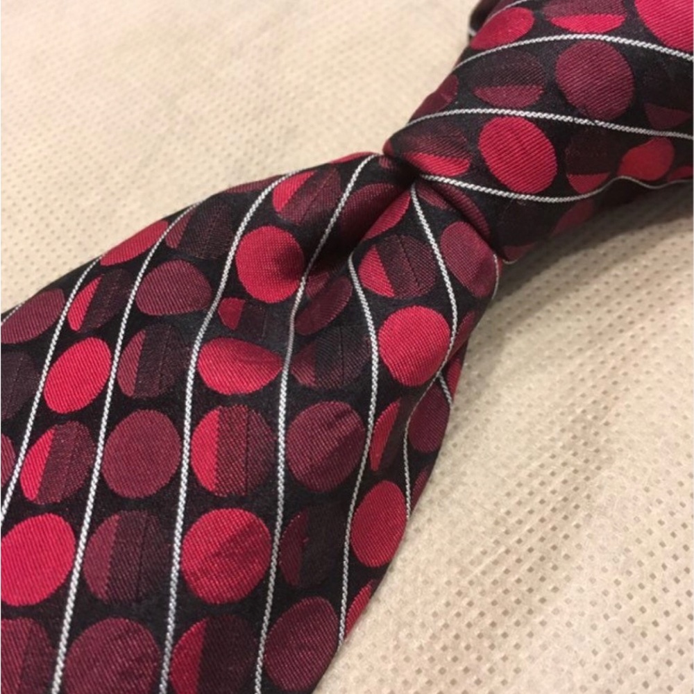 Claiborne AxCess Elegant Silk Red-Black Dot Tie